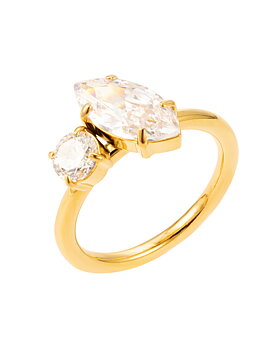 Teardrop double ring gold