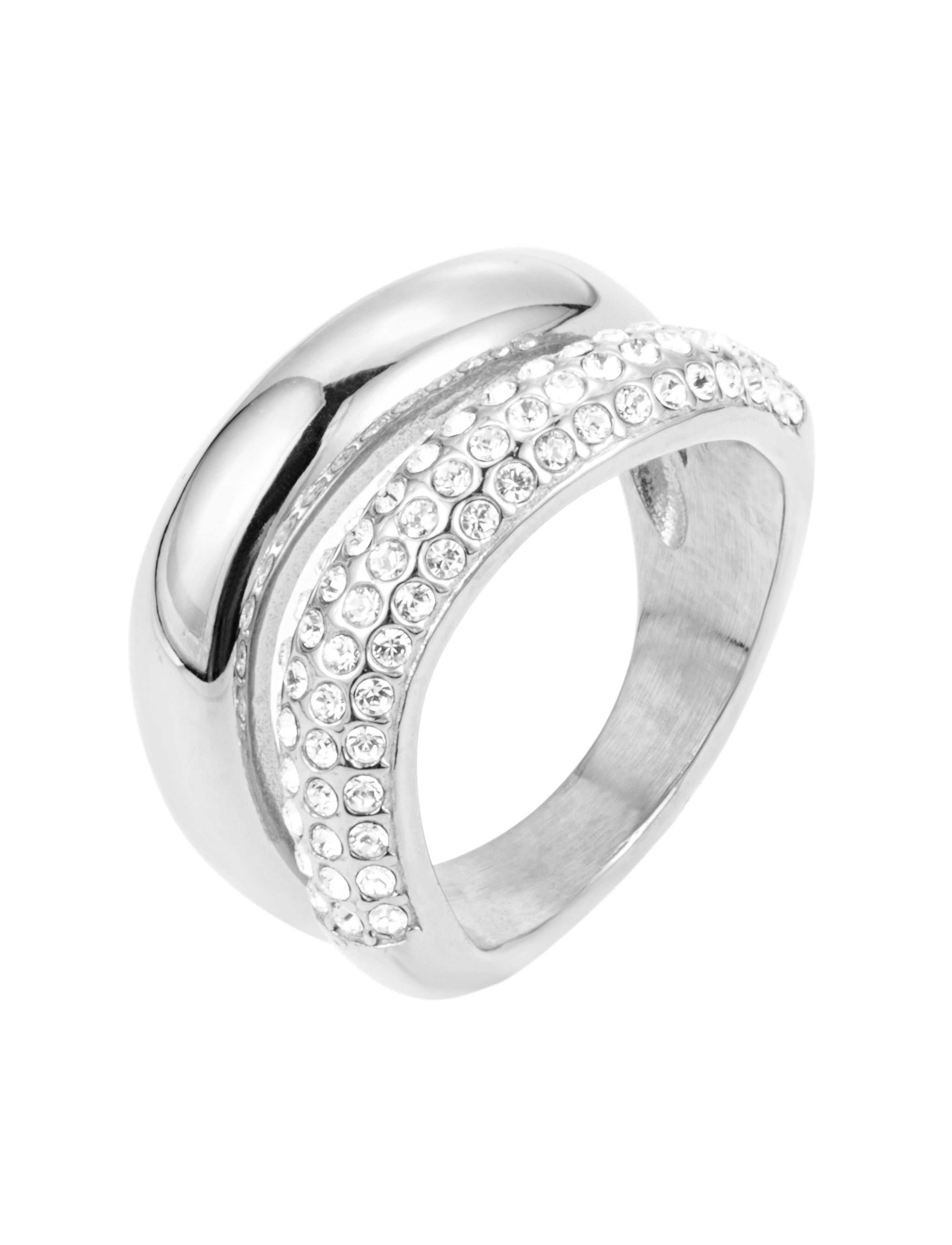 Big double crystal ring steel
