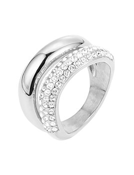 Big double crystal ring steel
