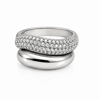 Big double crystal ring steel