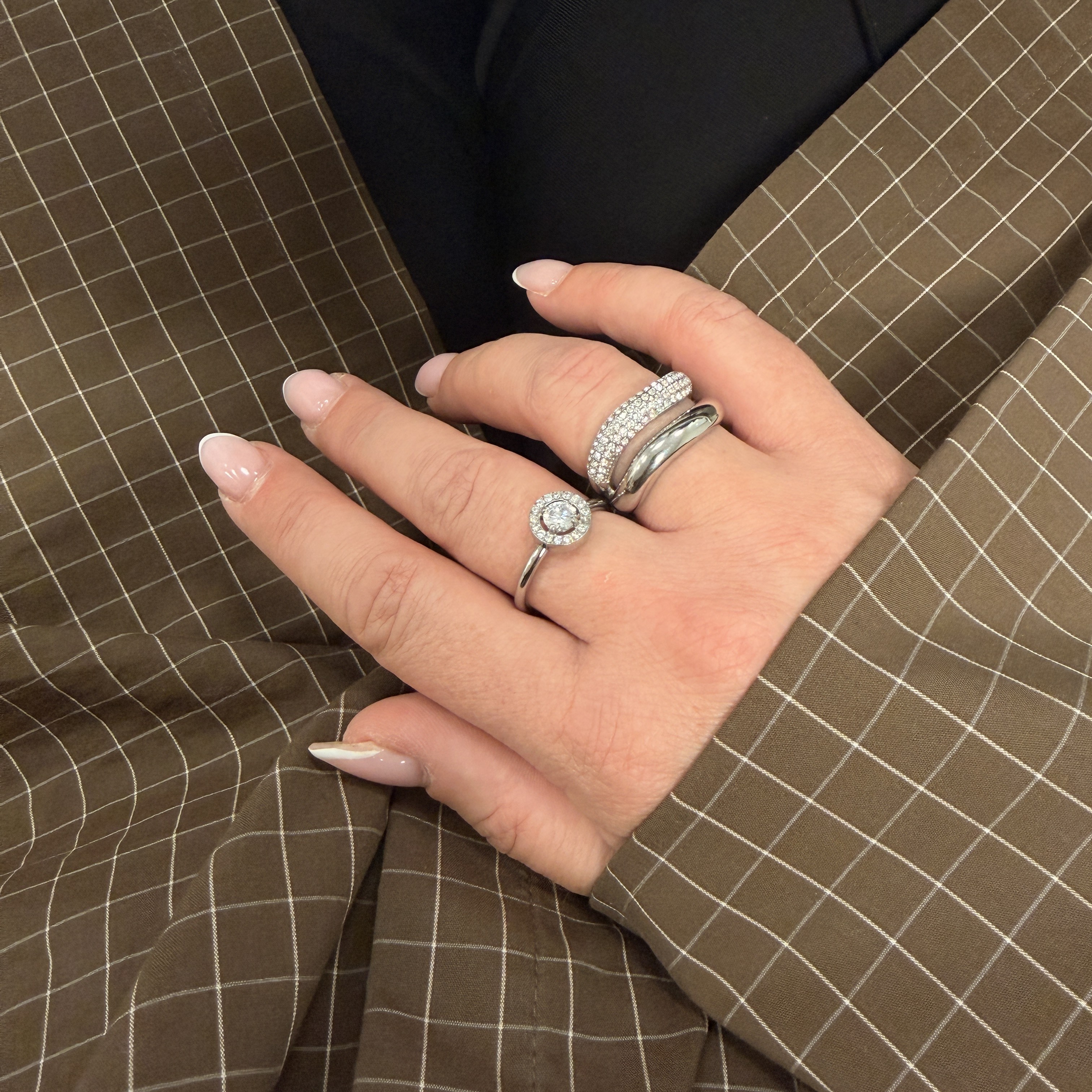 Big double crystal ring steel - 2