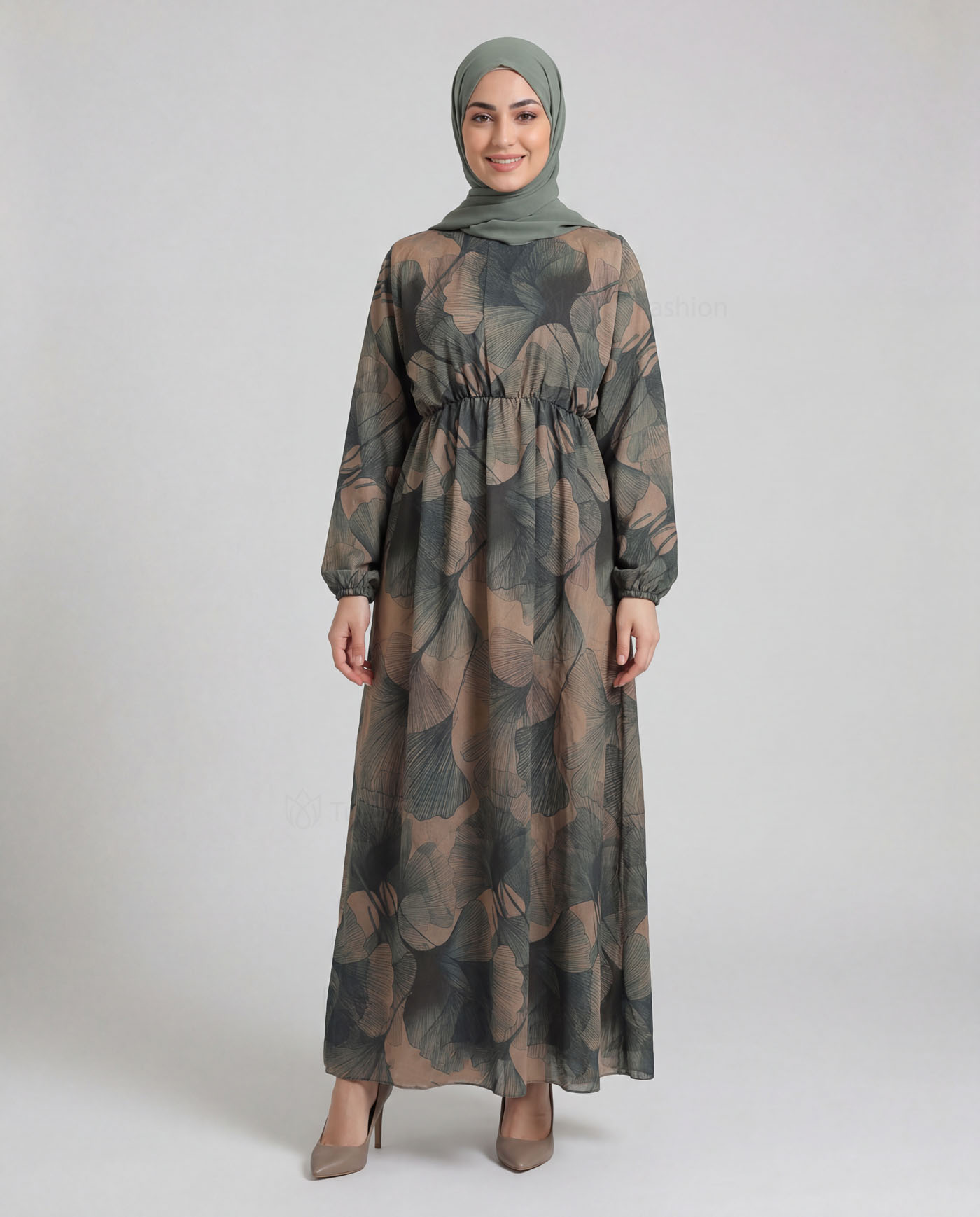Maxi Dress in Linen fabric - Green