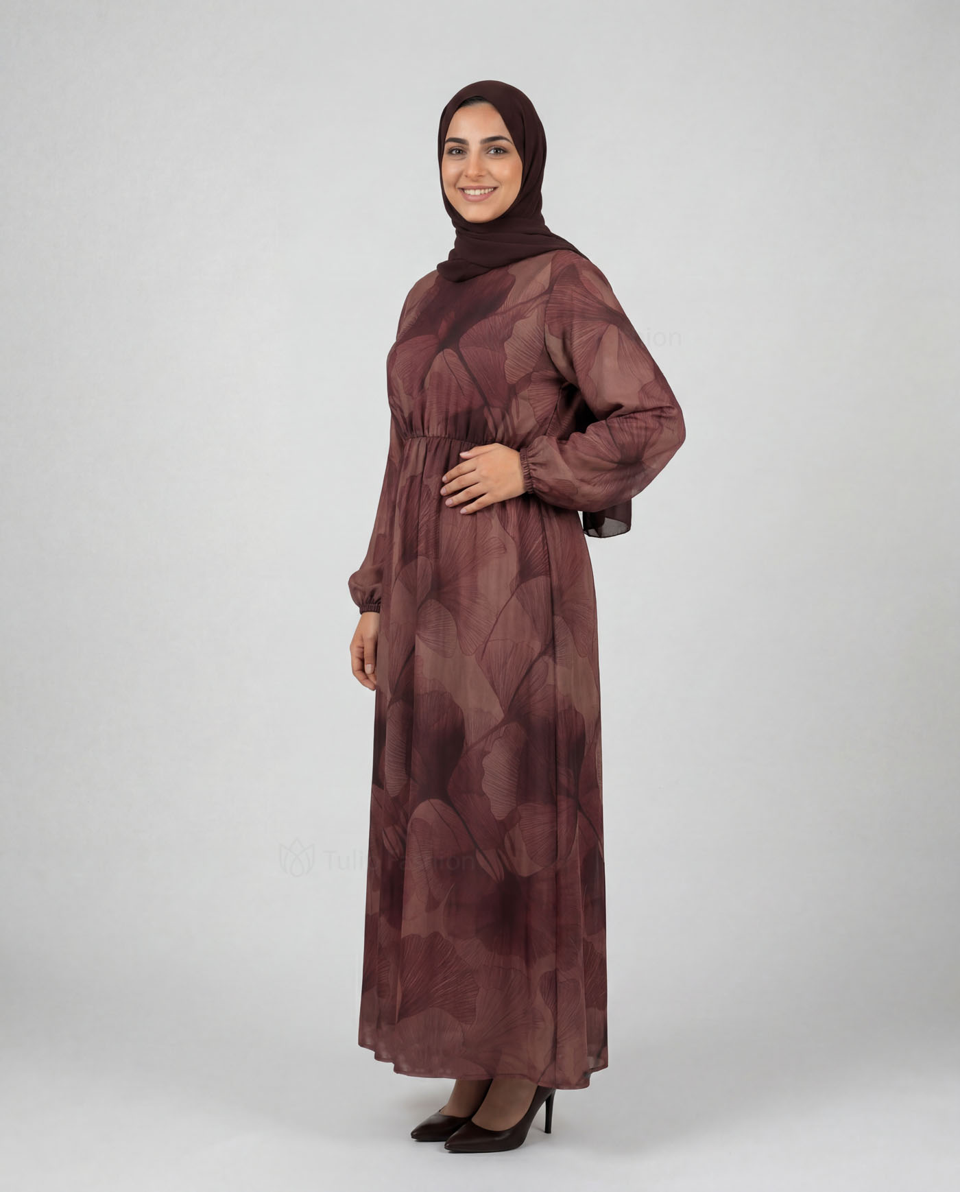 Maxi Dress in Linen fabric - Purple - 4
