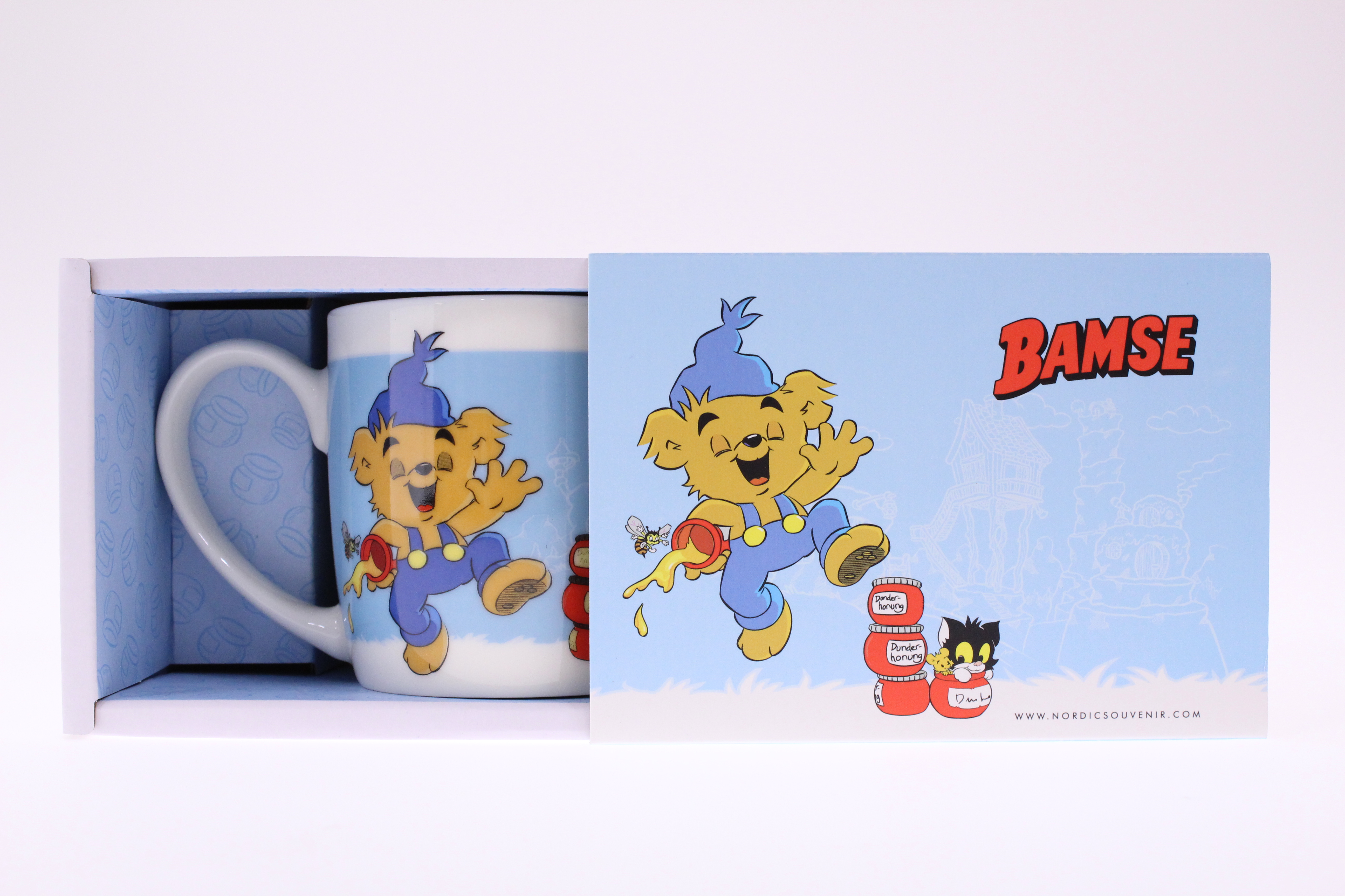 Porslinsmugg,  Bamse med dunderhonung, blå, 26 cl - 2