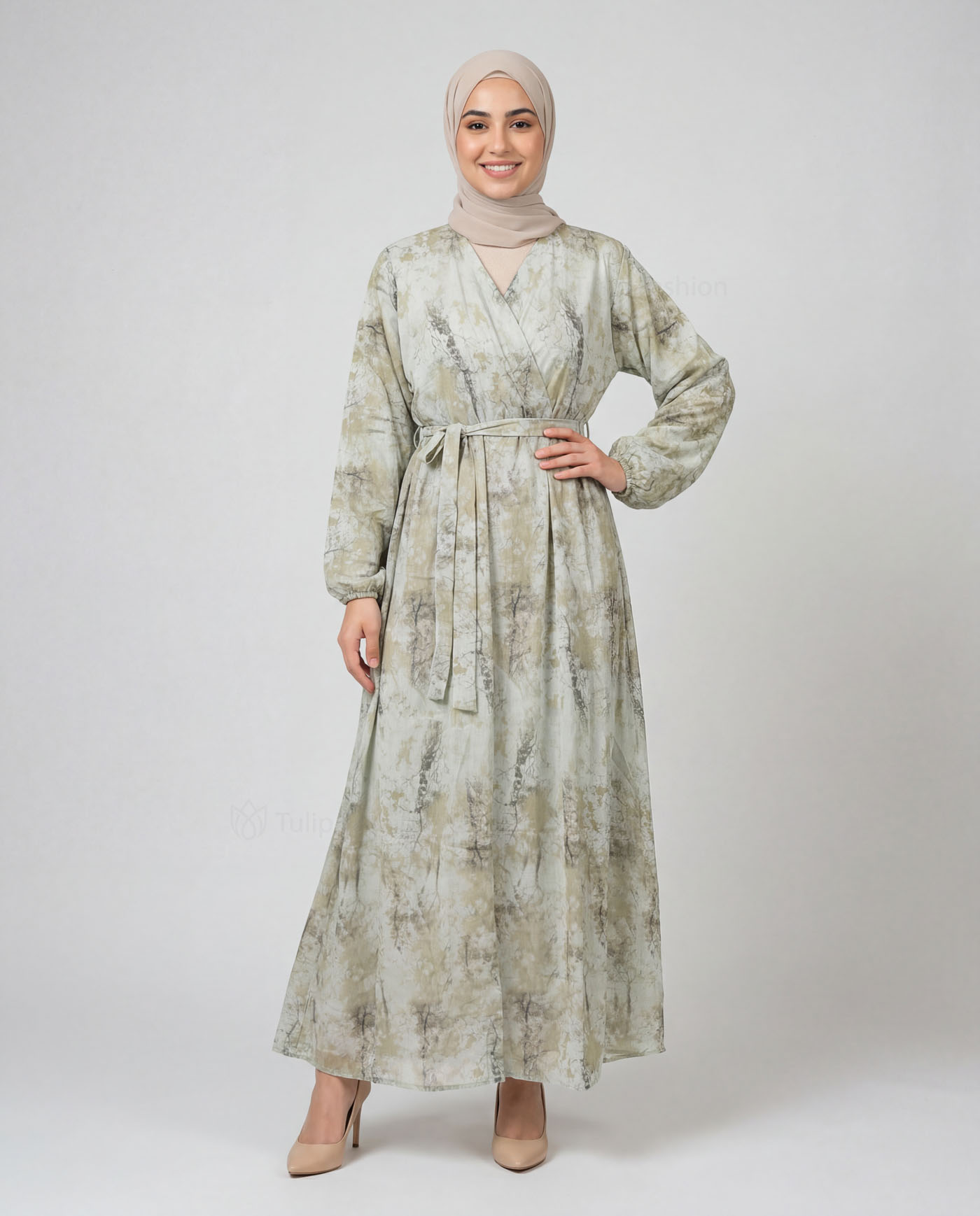 Maxi Dress in Linen fabric - Green