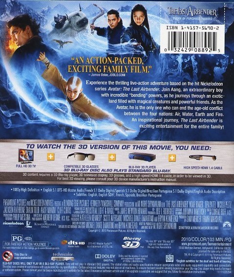 The Last Airbender (ej svensk text) (Real 3D + Blu-ray) (Begagnad) - 2