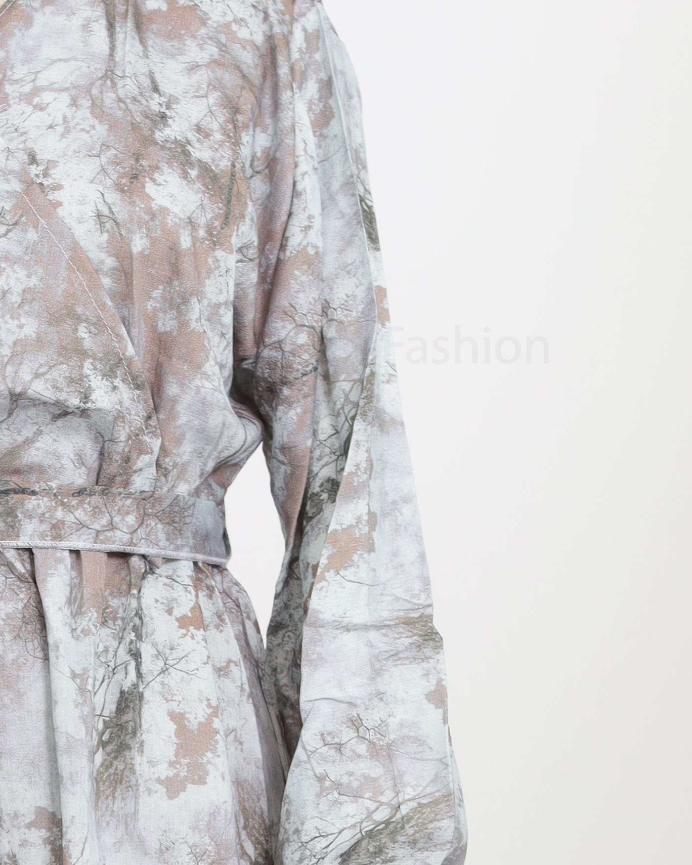 Maxi Dress in Linen fabric - Gray - 4