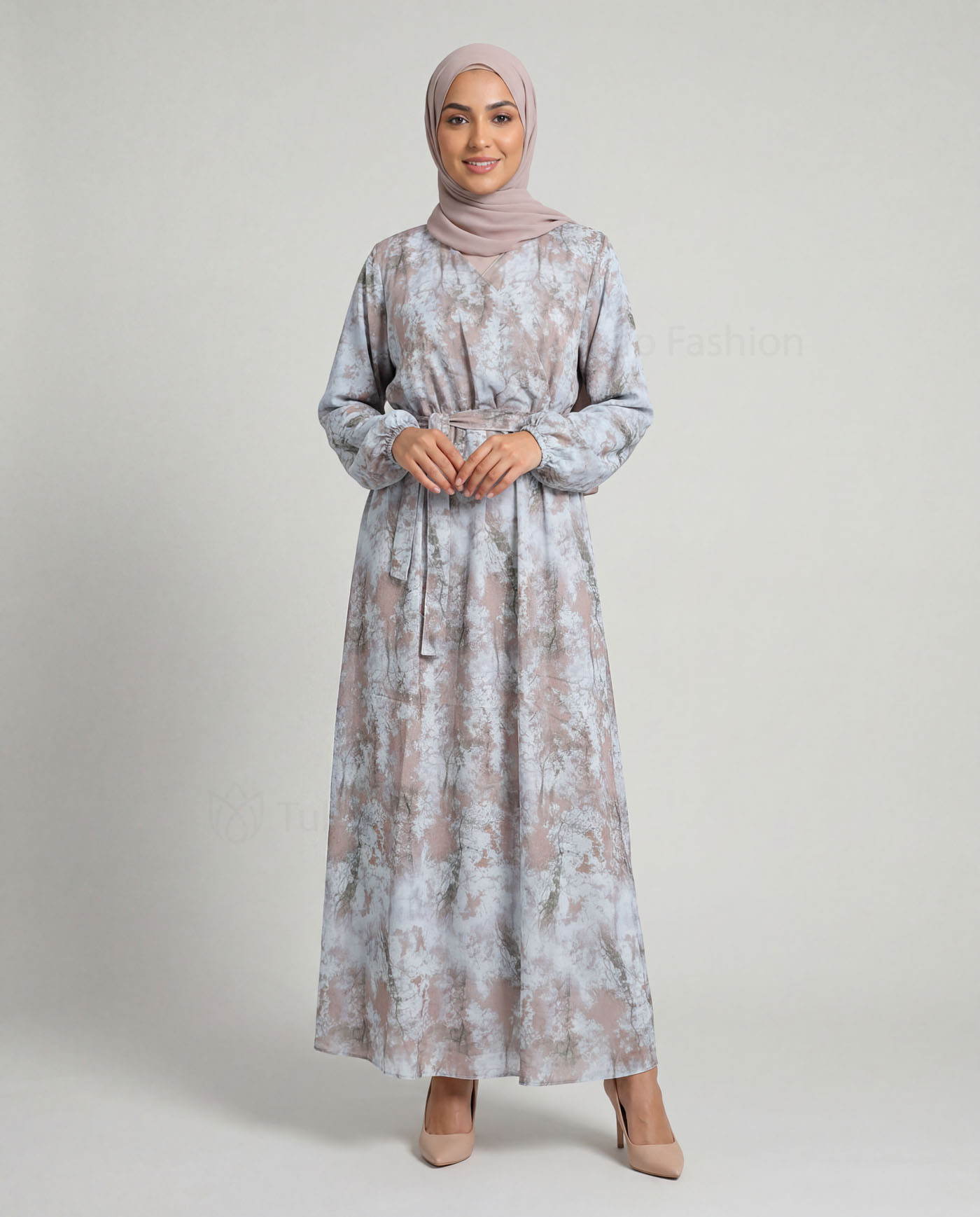 Maxi Dress in Linen fabric - Gray