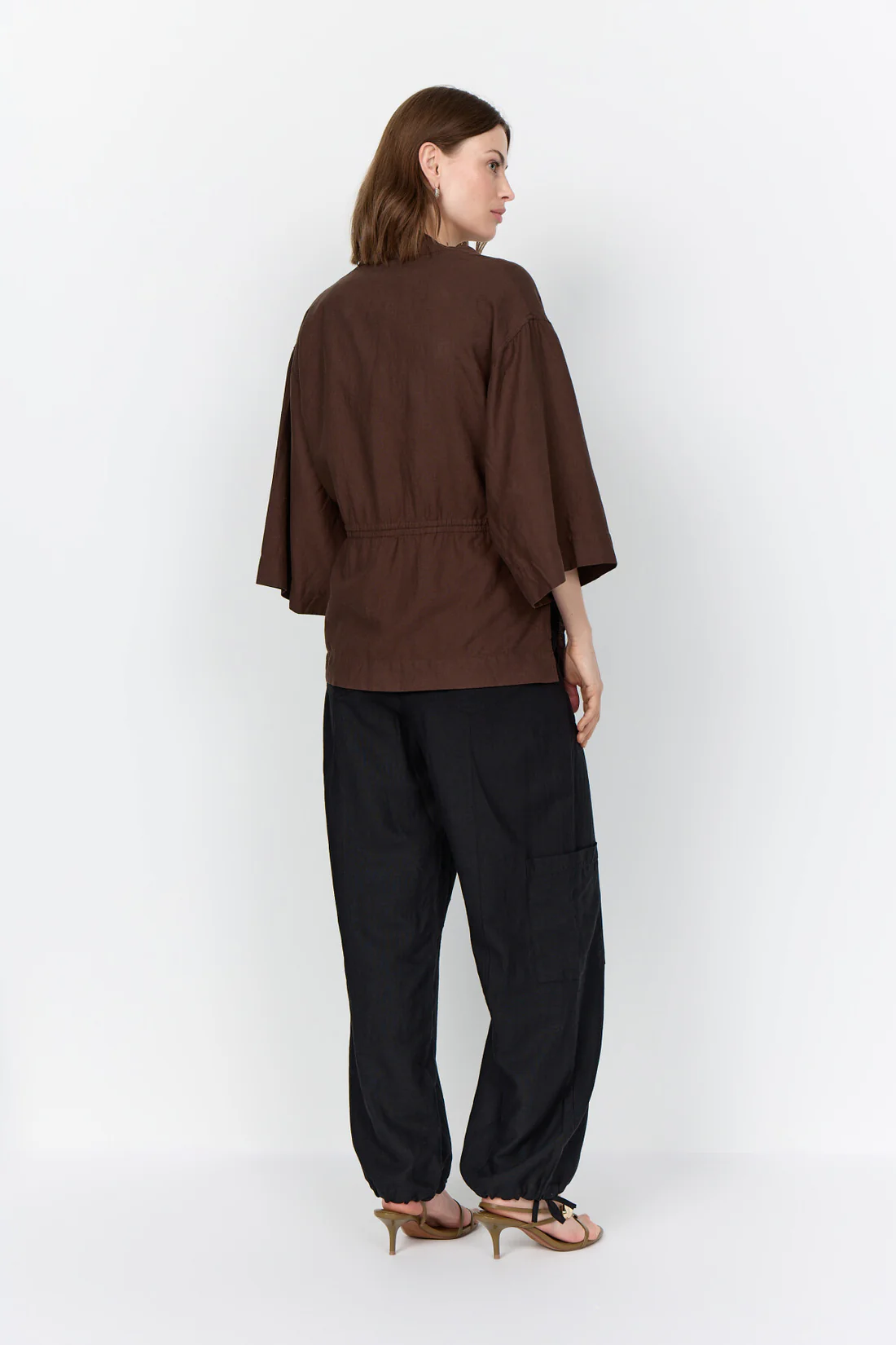 WA-CORINNA 25 brun blus med knyt i midjan - 2
