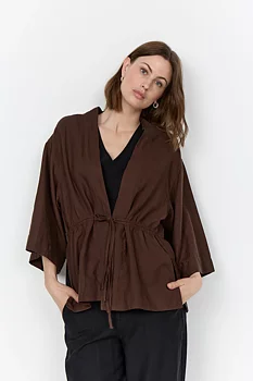 WA-CORINNA 25 brun blus med knyt i midjan