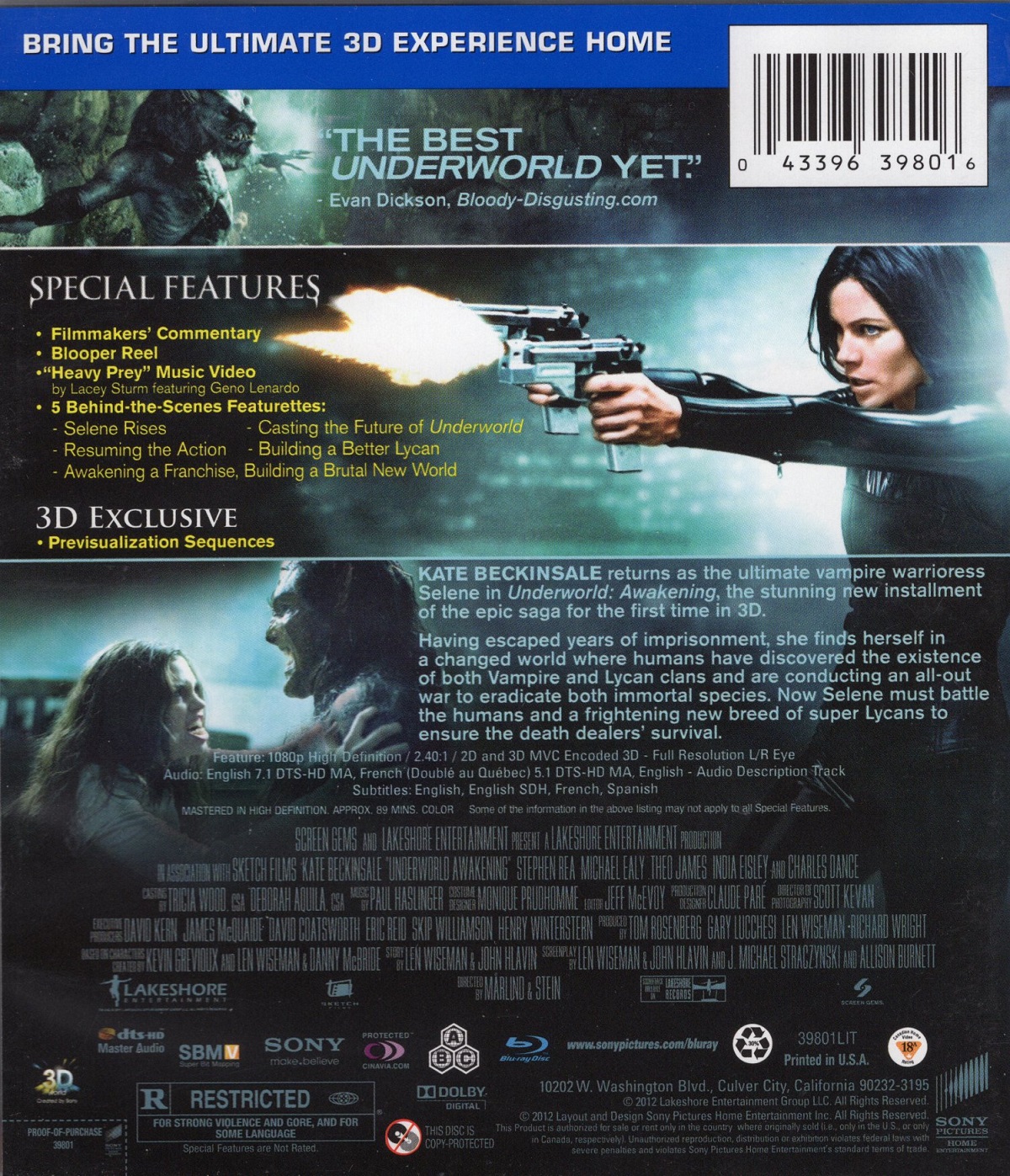 Underworld - Awakening (ej svensk text) (Real 3D + Blu-ray) (Begagnad) - 2