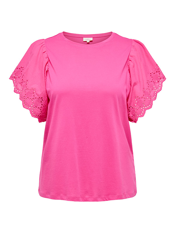 CARHELENA top fuchsia med hålmönster