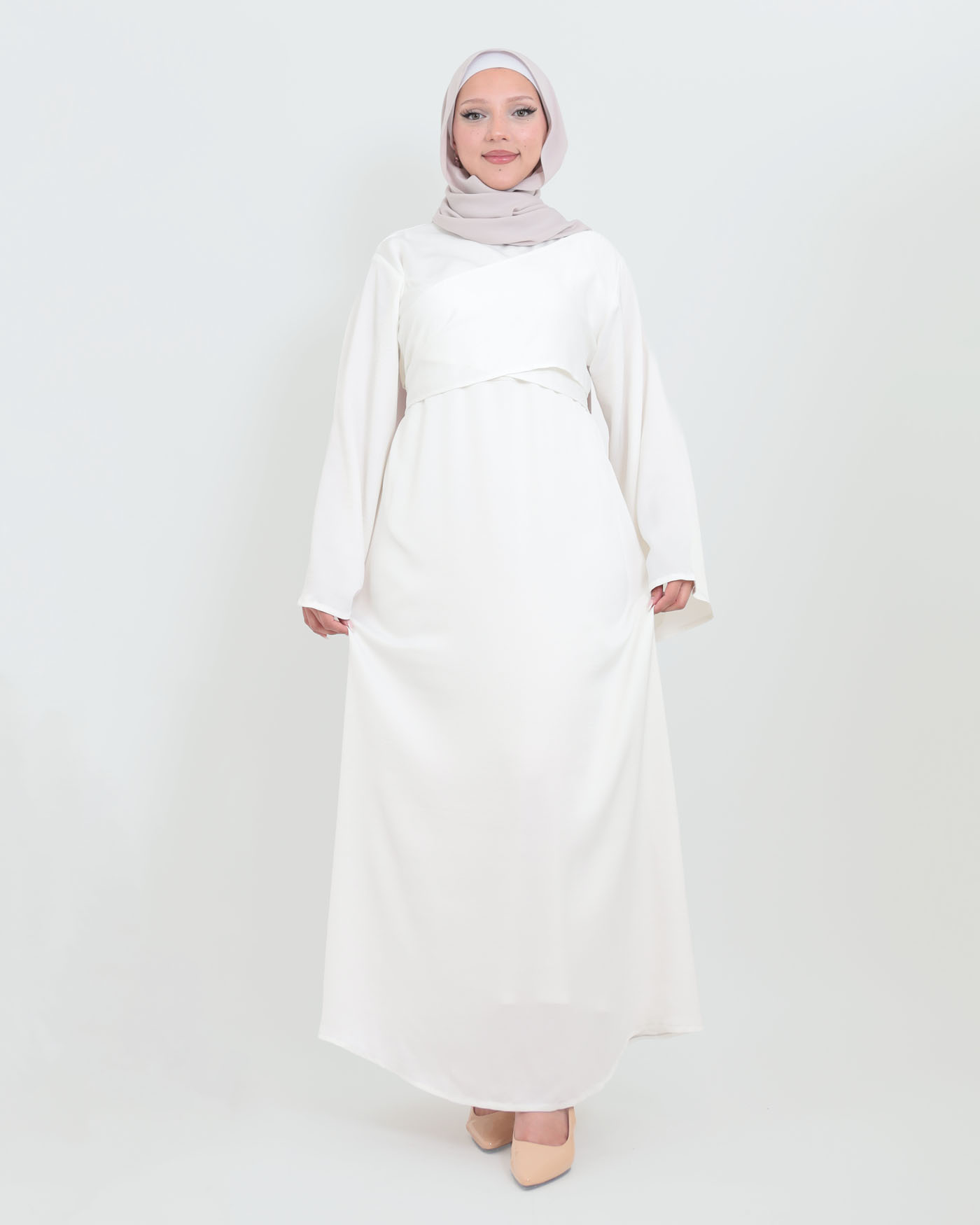 Maxi Dress in Satin - Off-White
