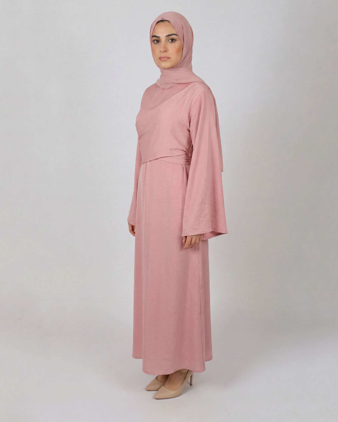 Maxikleid aus Satin - Rosé - 4