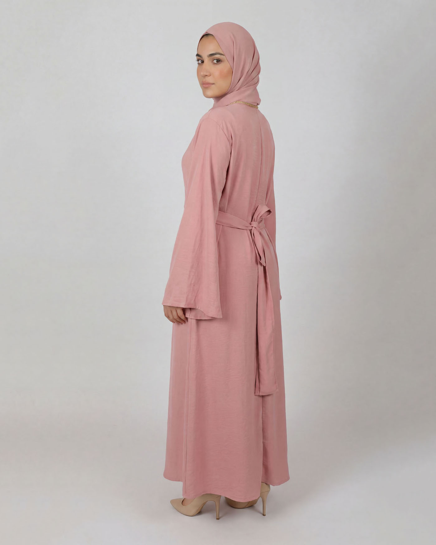 Maxikleid aus Satin - Rosé - 3