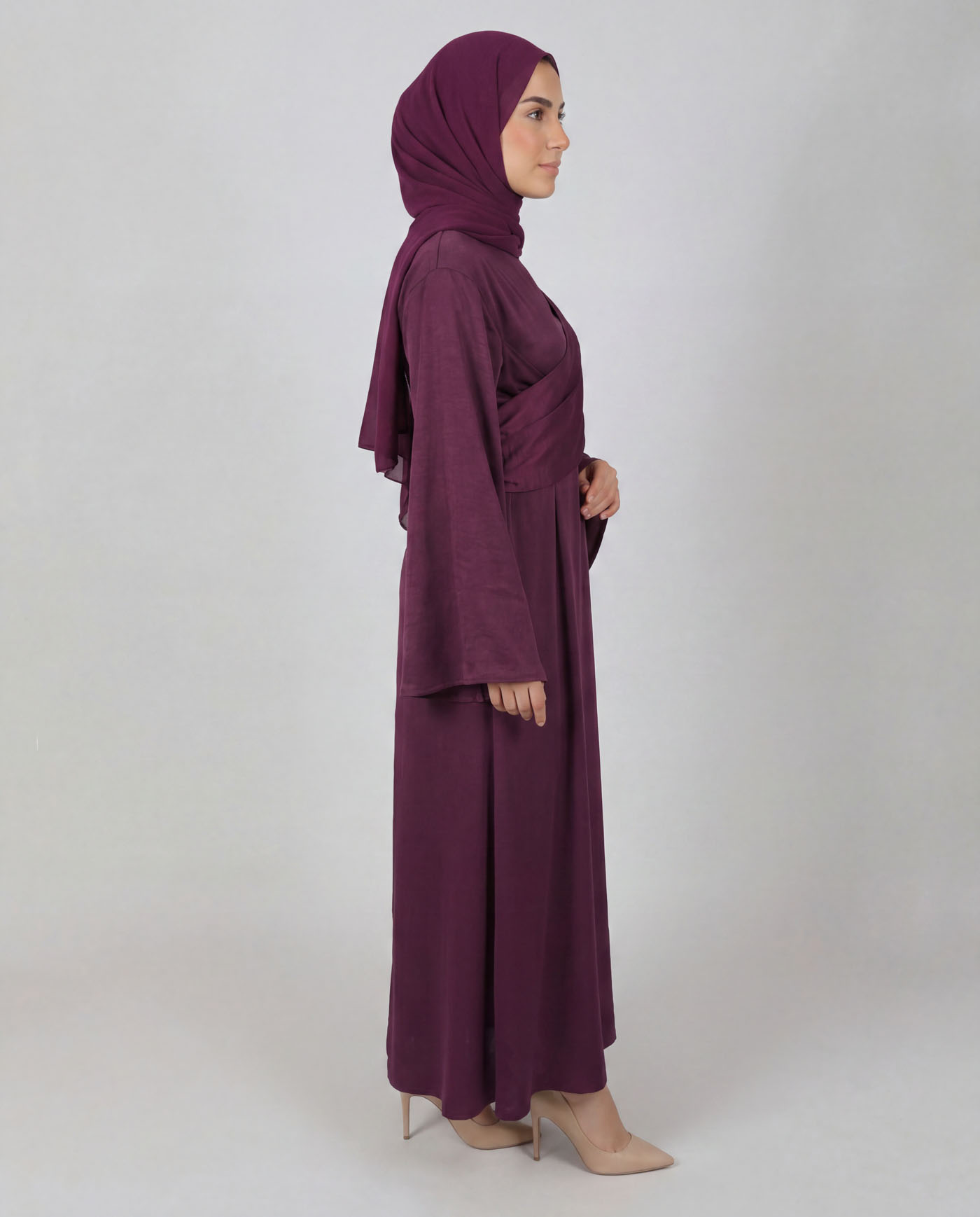 Maxi Dress in Satin - Dark Purple - 3