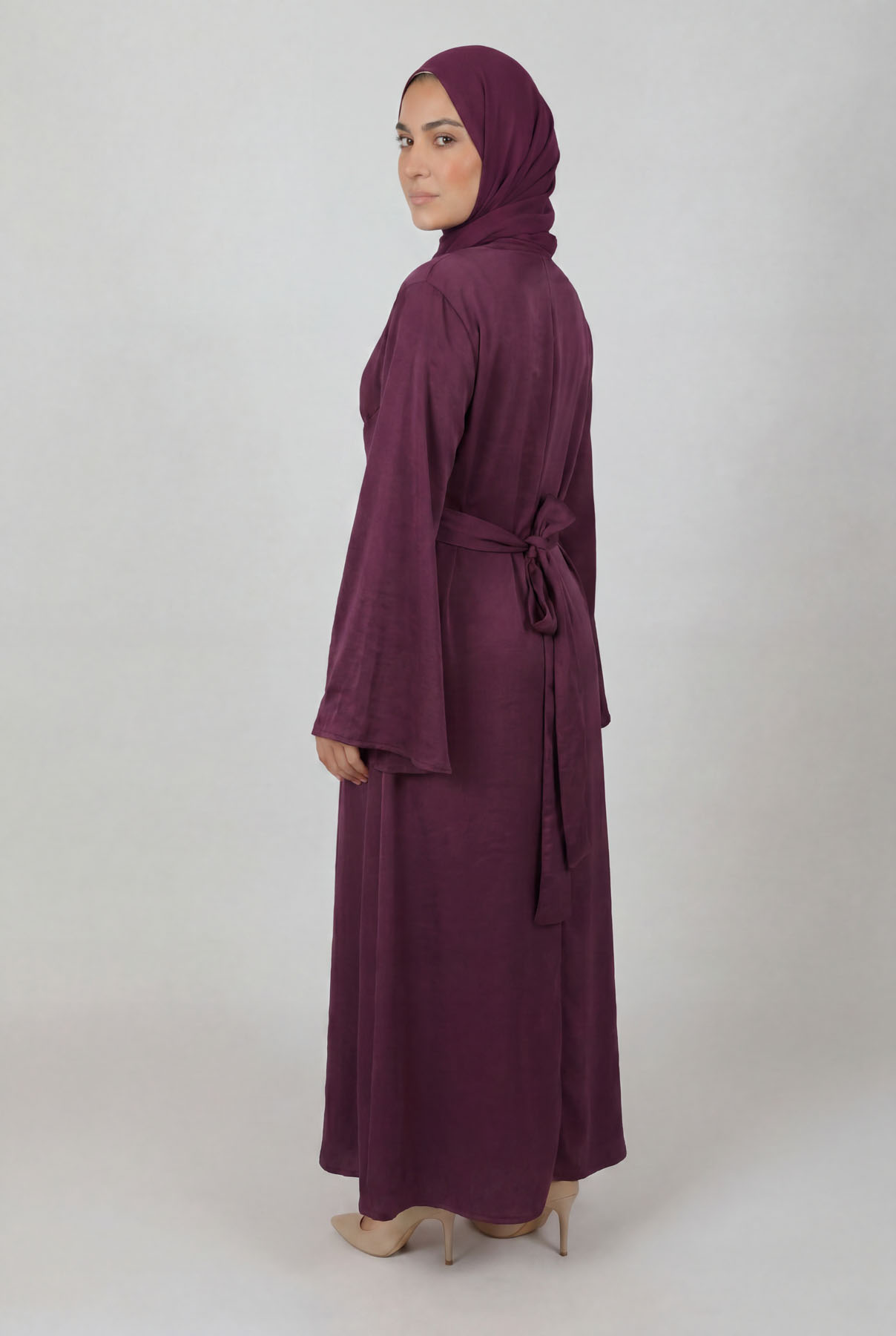 Maxi Dress in Satin - Dark Purple - 2