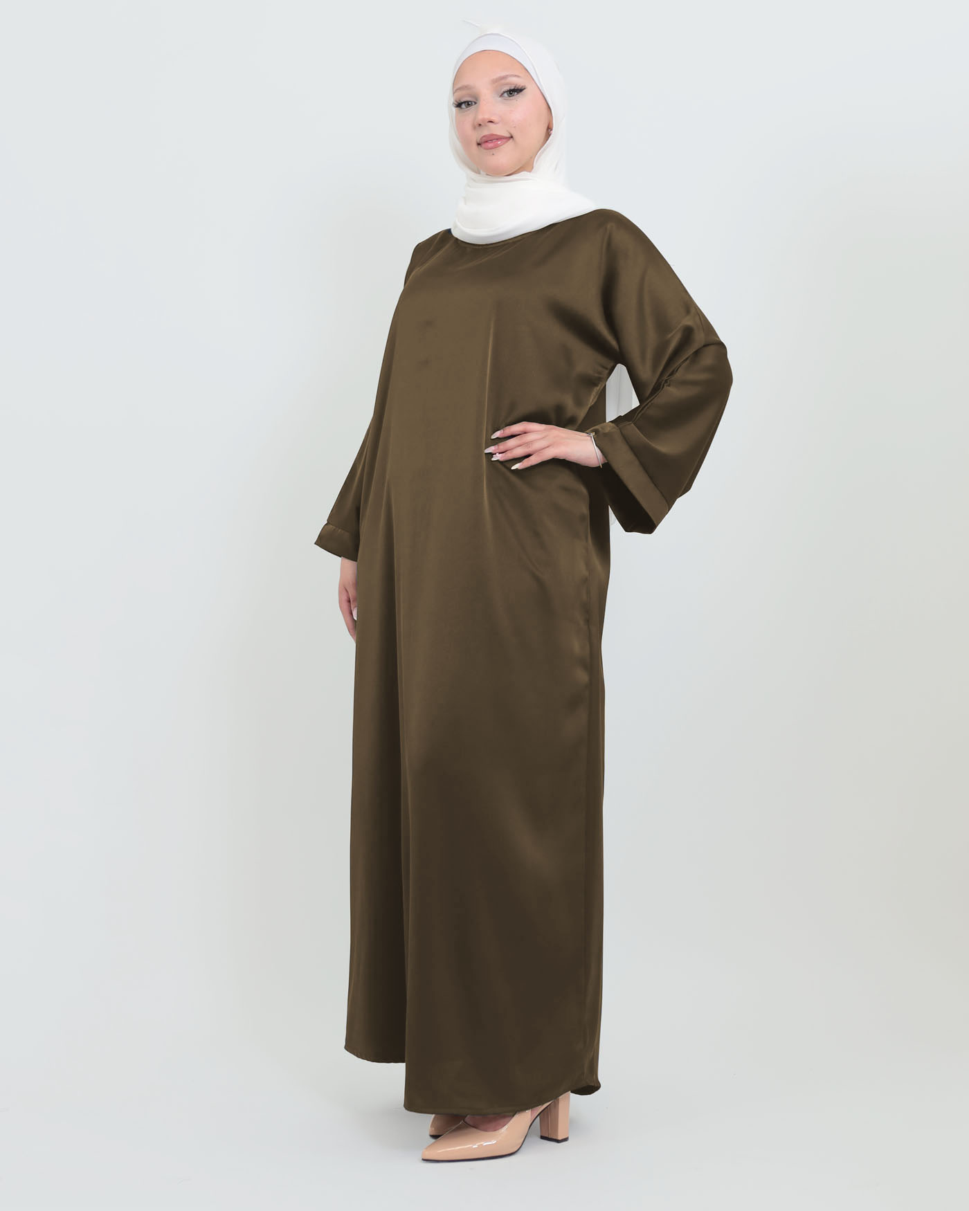 Maxi dress in Crepe fabric - Dark Brown - 3