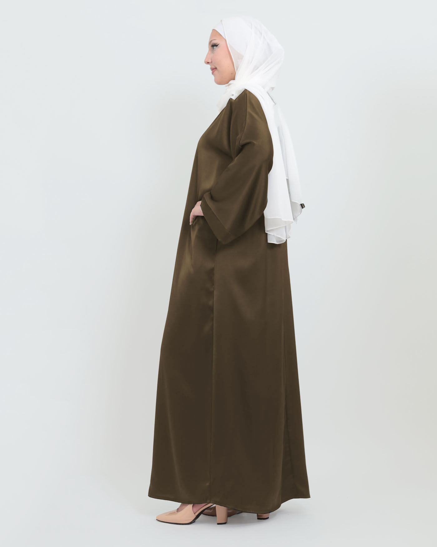 Maxi dress in Crepe fabric - Dark Brown - 4