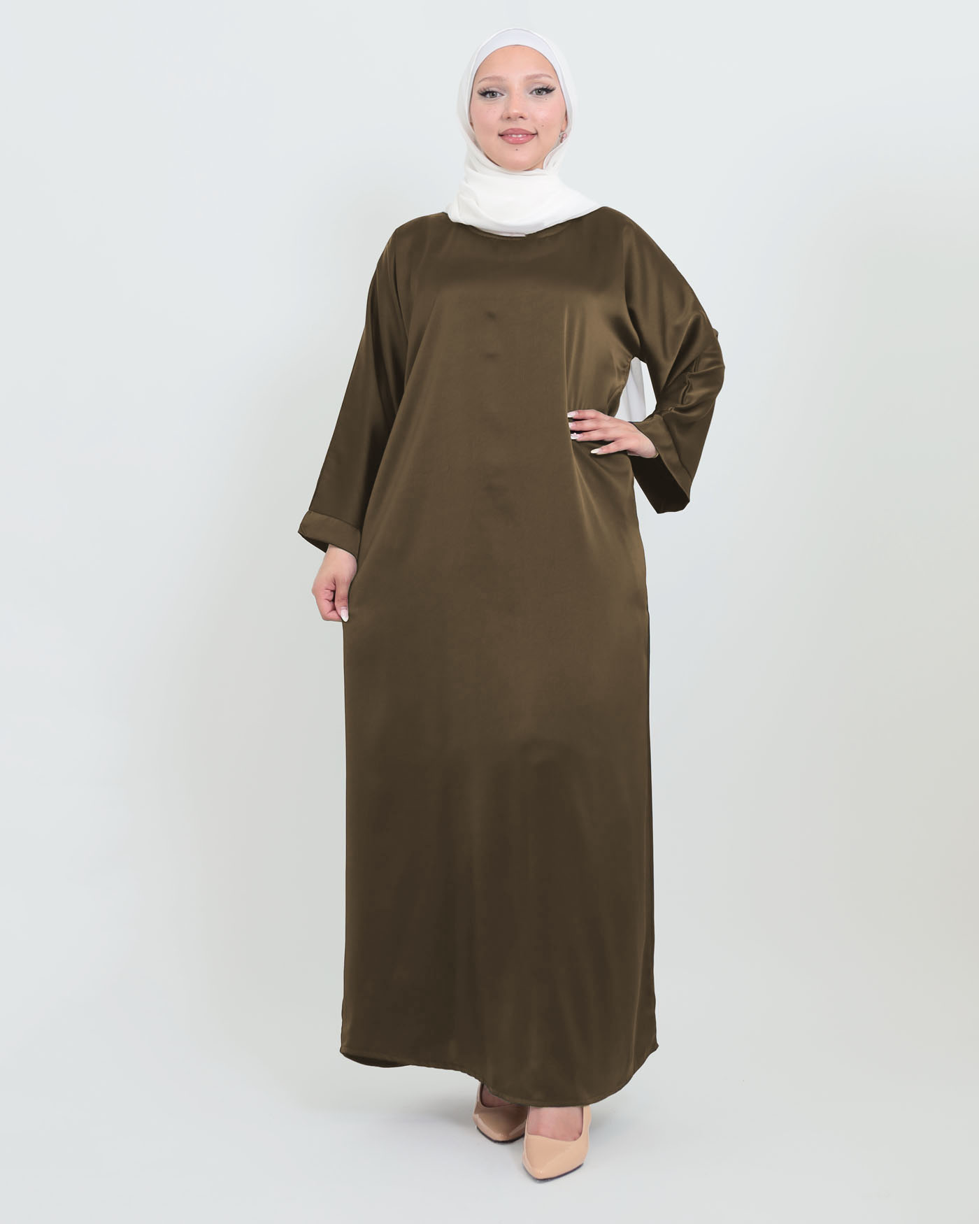 Maxi dress in Crepe fabric - Dark Brown - 2