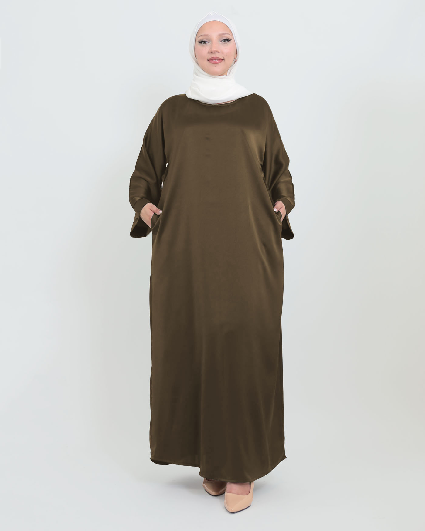 Maxi dress in Crepe fabric - Dark Brown