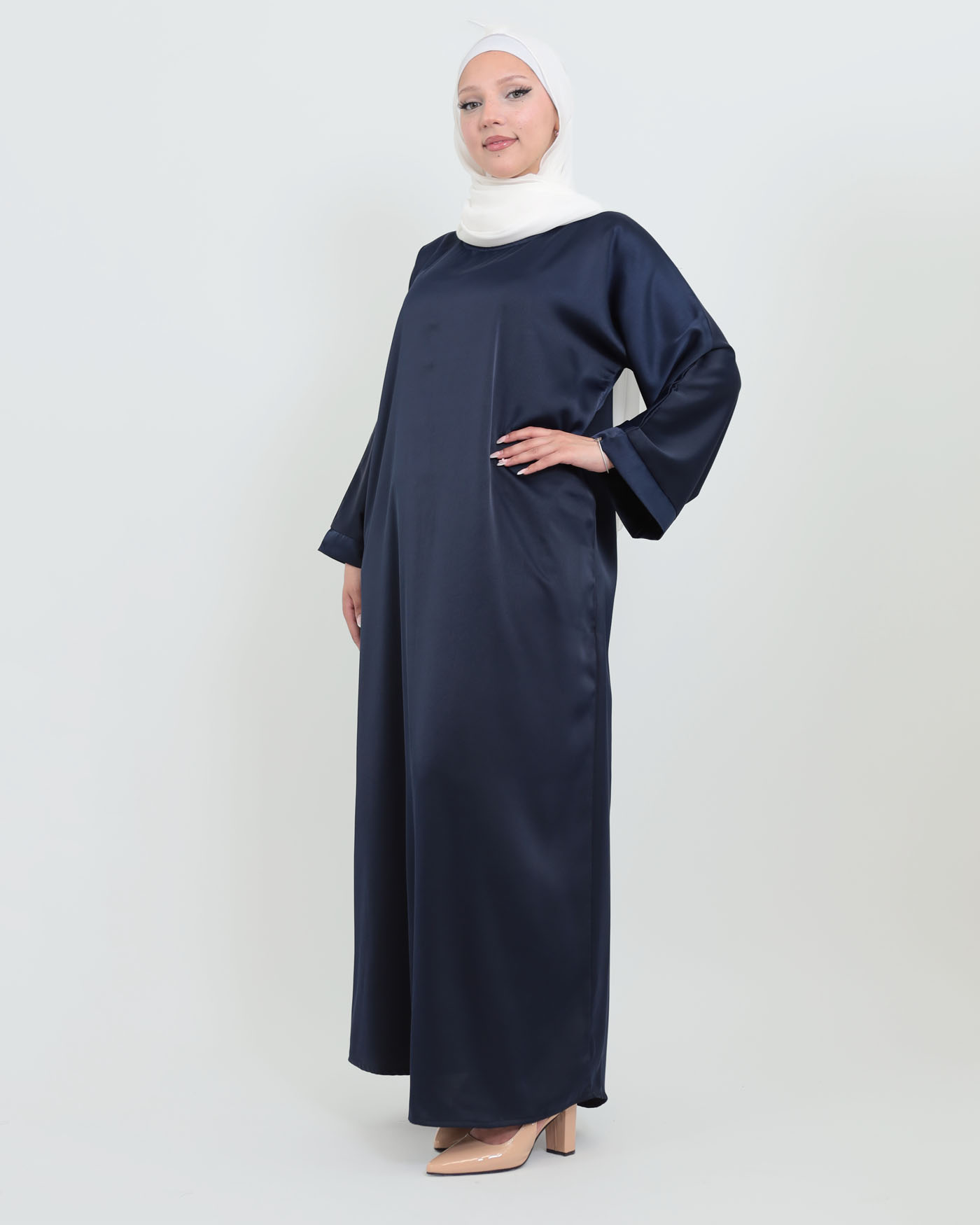Maxi dress in Crepe fabric - Navy Blue - 2