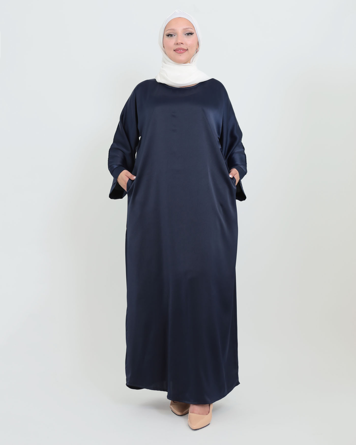 Maxi dress in Crepe fabric - Navy Blue - 4