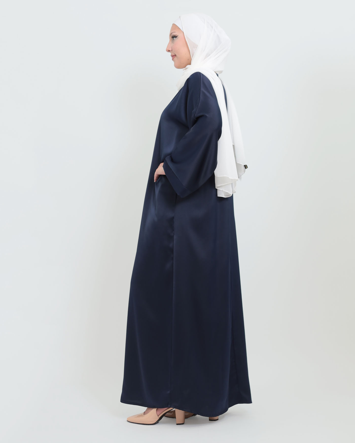 Maxi dress in Crepe fabric - Navy Blue - 3