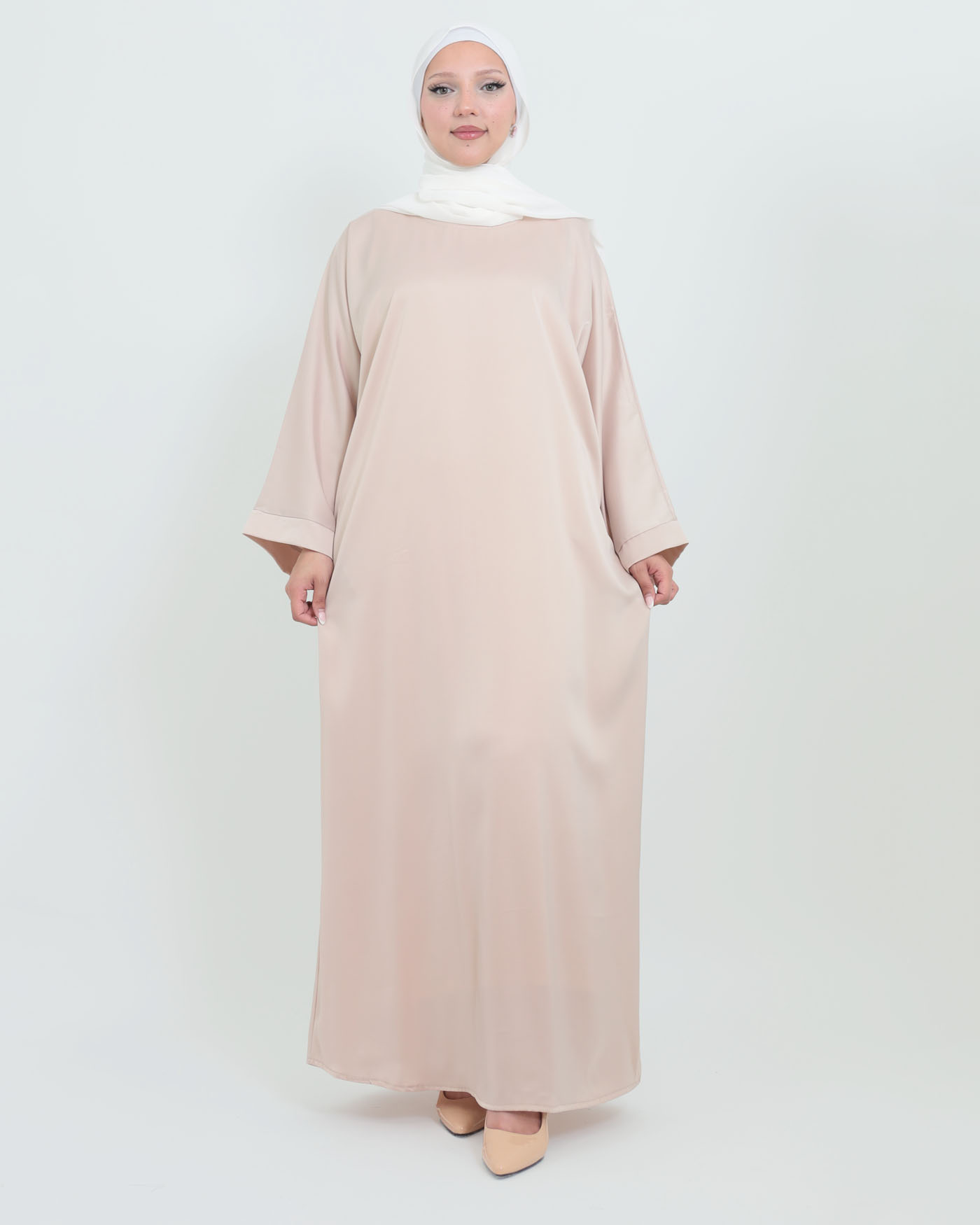 Maxi dress in Crepe fabric - Biege