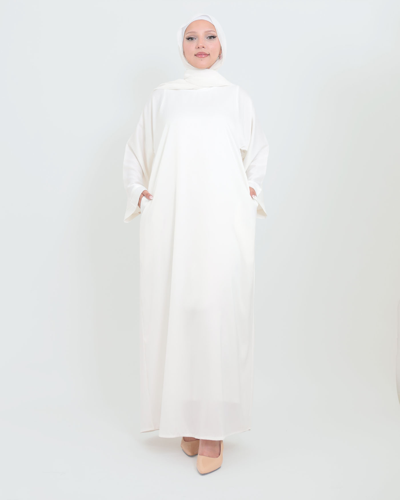Maxi dress in Crepe fabric - Off-White - 4