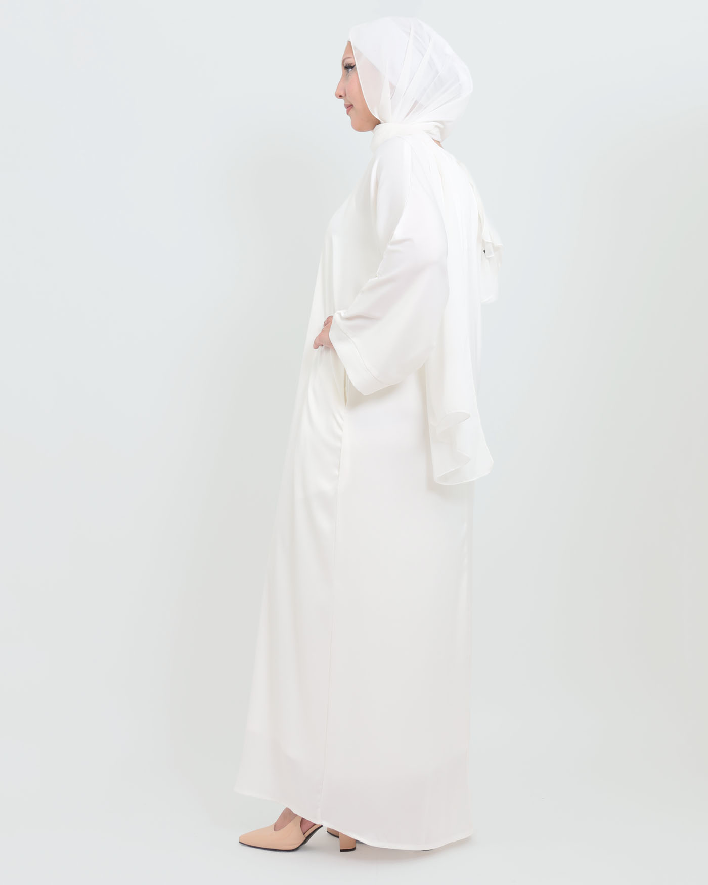 Maxi dress in Crepe fabric - Off-White - 3