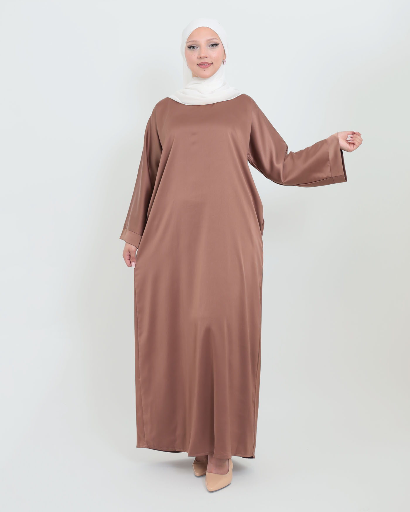 Maxi dress in Crepe fabric - Taupe