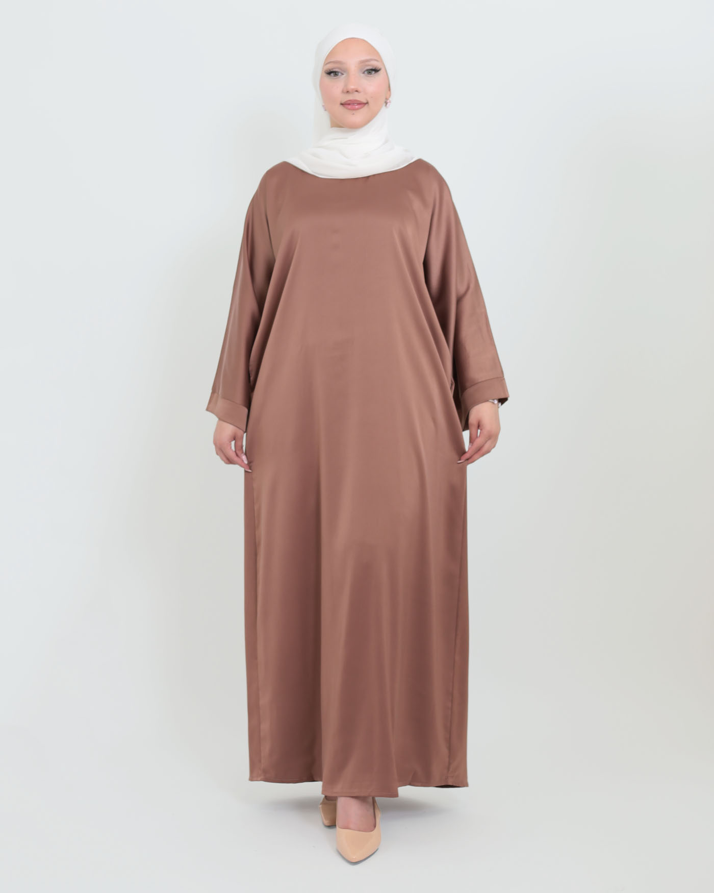 Maxi dress in Crepe fabric - Taupe - 2
