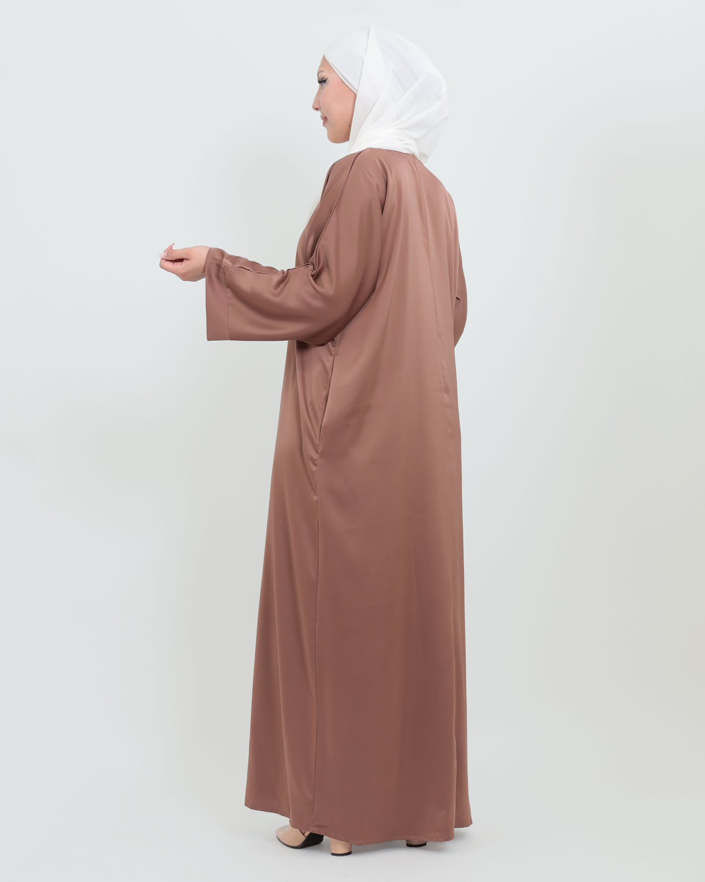 Maxi dress in Crepe fabric - Taupe - 6