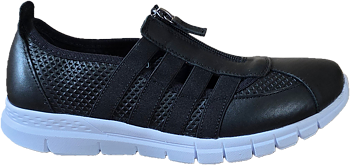 Charlotte of Sweden 1703616‑002 Black – Bekväm skinnsko med smart dragkedja