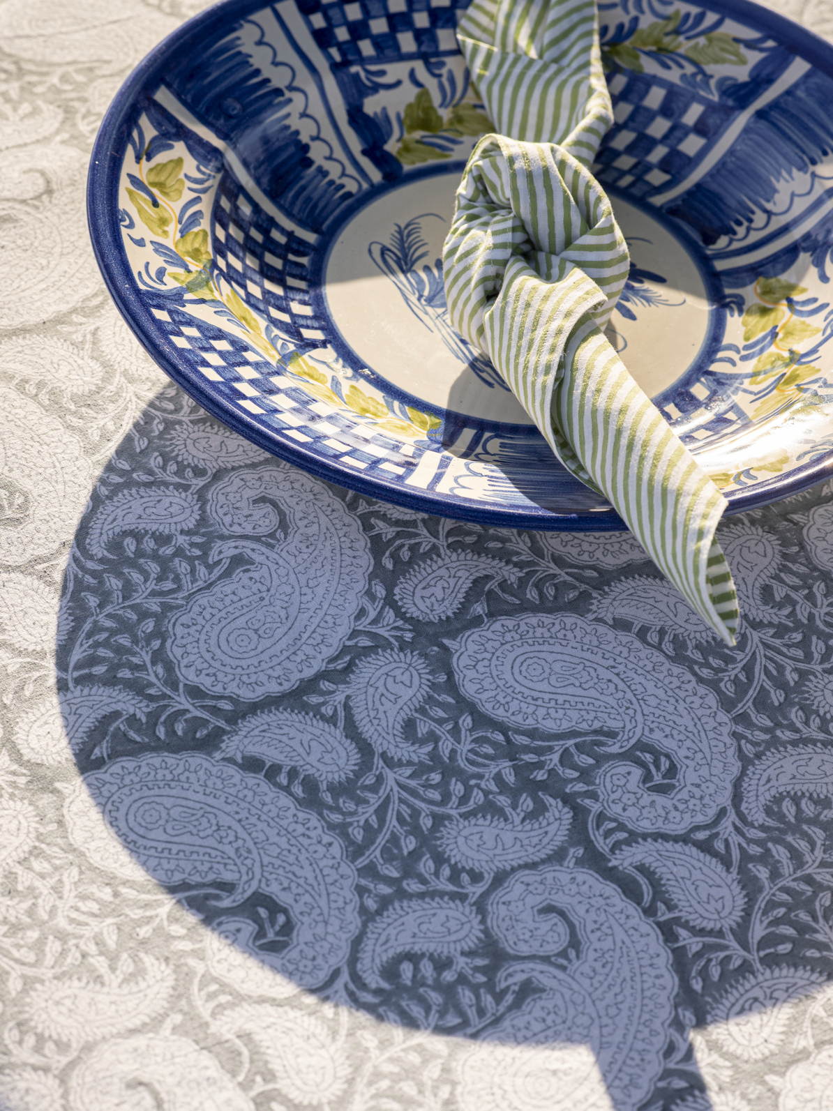 Duk - BIG PAISLEY Cashmere Blue - Chamois - 160x160cm