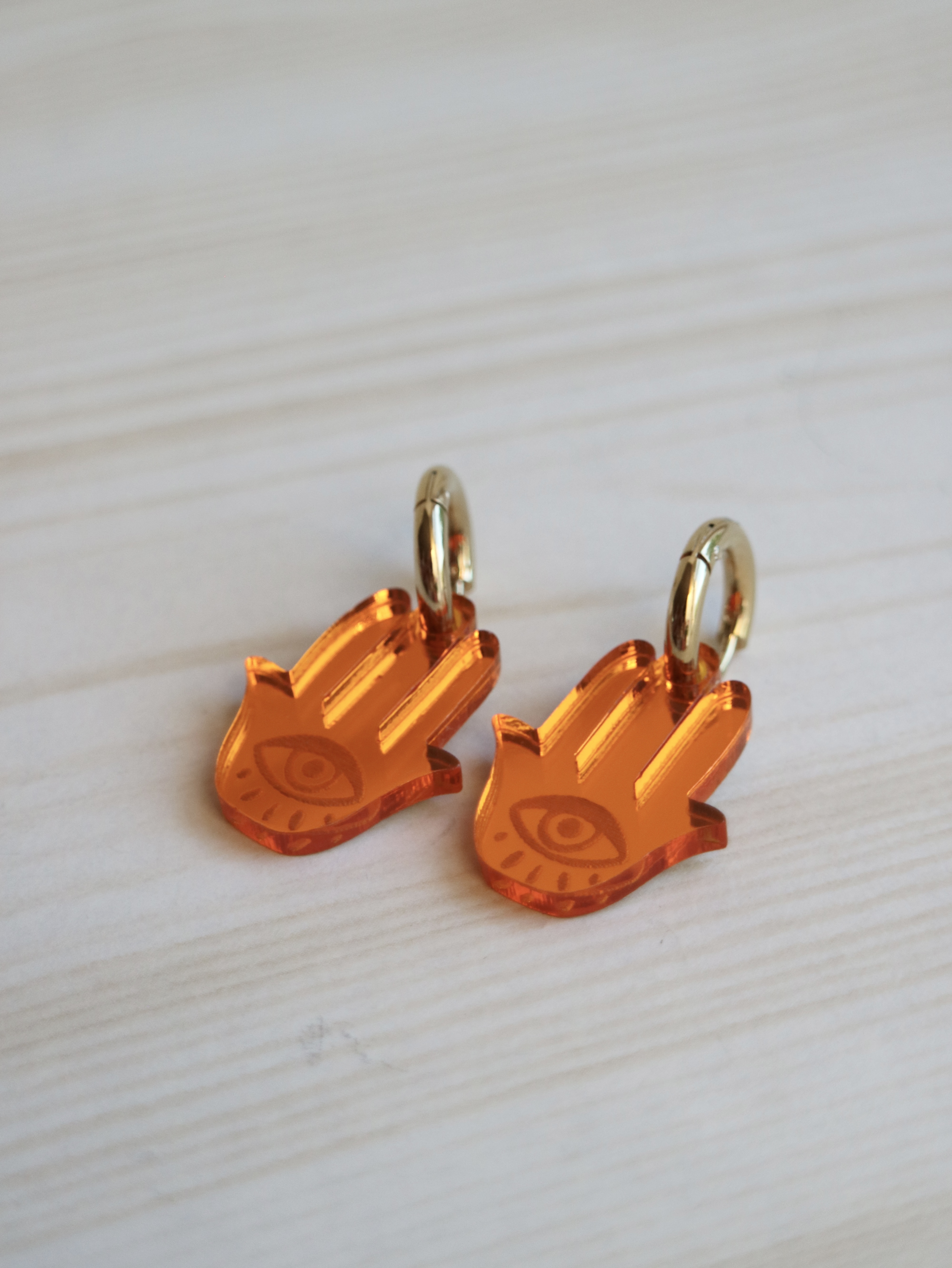 Hamsa hands orange pendants - 2