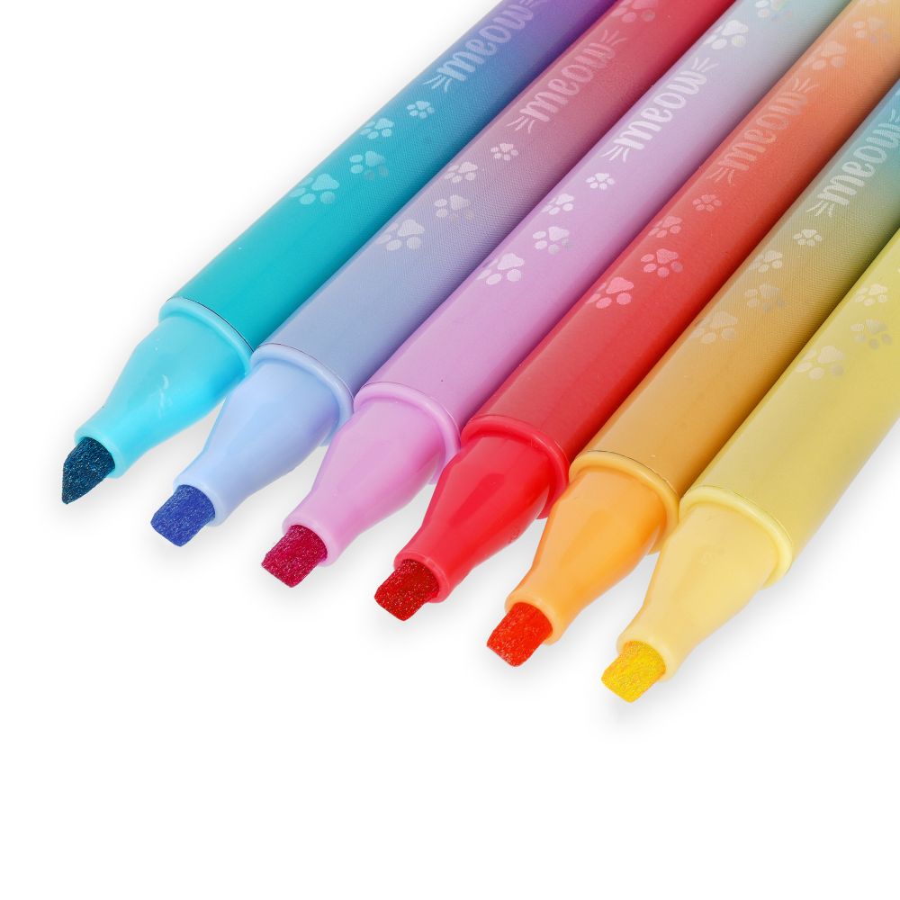 Meow Markers, glitter, sæt med 6 markers (12 farver) - 3