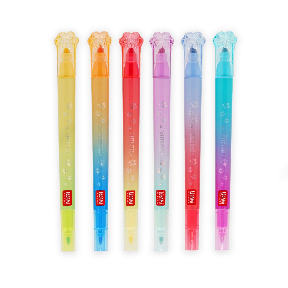 Meow Markers, glitter, sæt med 6 markers (12 farver) - 2