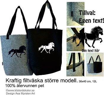 Filtväska med Islandshäst. tillval egen text