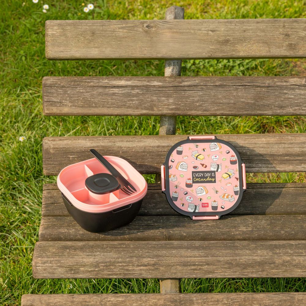 Lunchlåda med extrafack och gaffel, Sushi cat - 8