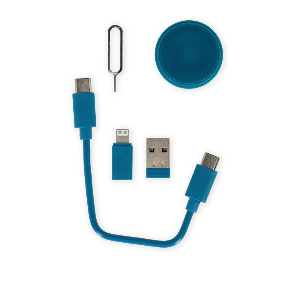 Travel kit with cable and adapters, Petrol - 3