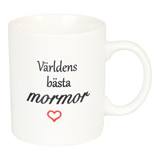 Valkoinen muki "Världens Bästa Mormor"
