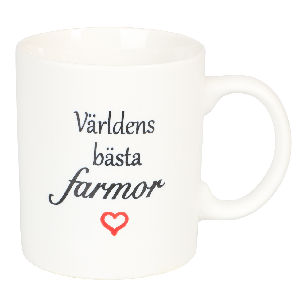 Valkoinen muki "Världens Bästa Farmor"
