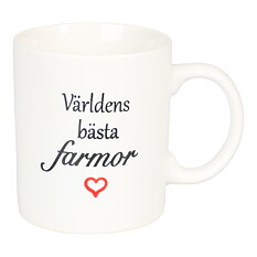 Valkoinen muki "Världens Bästa Farmor"