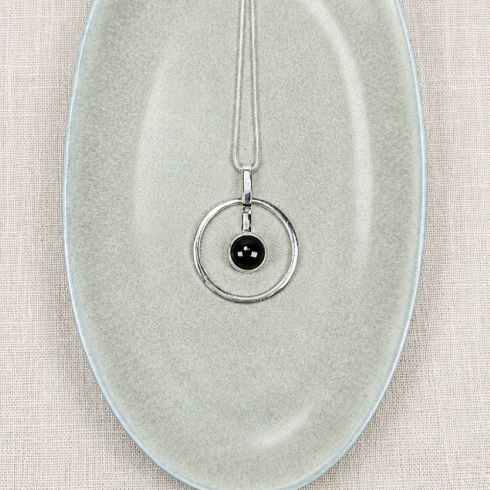 IAMLUND Pendelum onyx hänge silver - 2