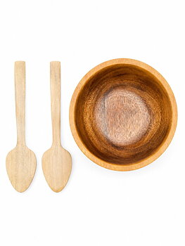 Mulberry wooden bowl with two spoons 200ml