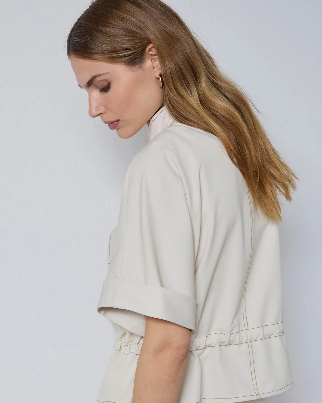 Jacka Terry kort ärm dragsko ljusbeige - 2
