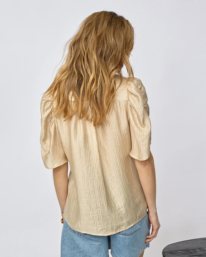 Blus Tassy lace kort ärm ljusbeige
