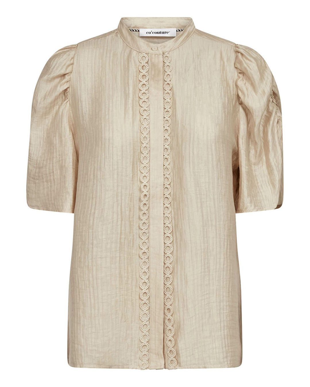 Blus Tassy lace kort ärm ljusbeige - 5